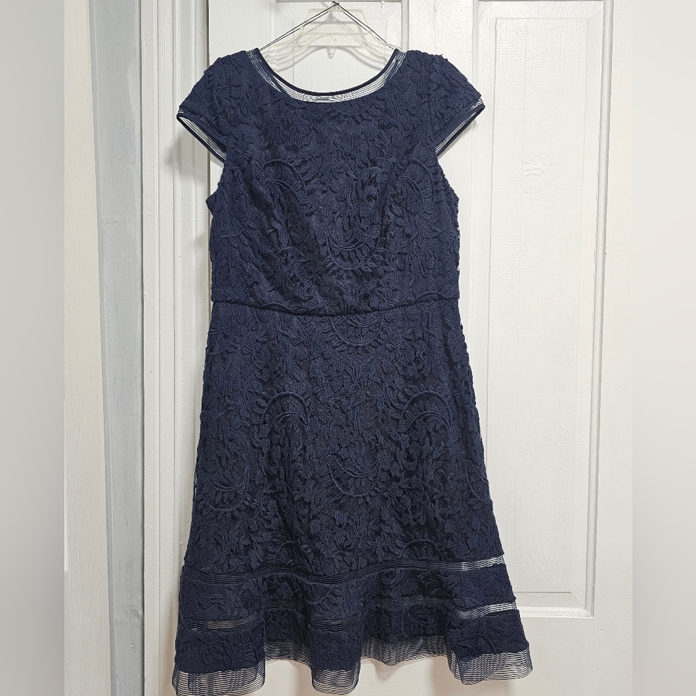 Adrianna Papell Navy Lace Dress